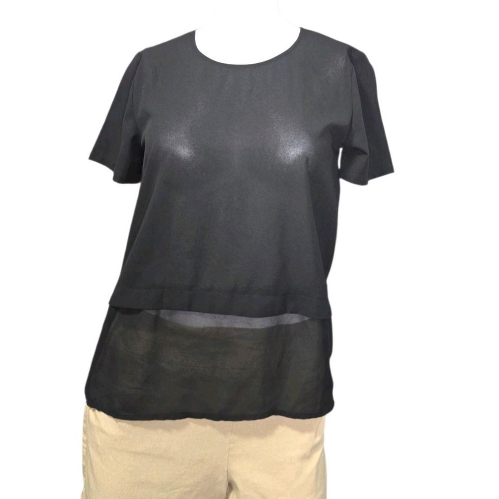 Paper Crane Womens Sheer‎ Layered Shirt Size Small Black Blouse Top